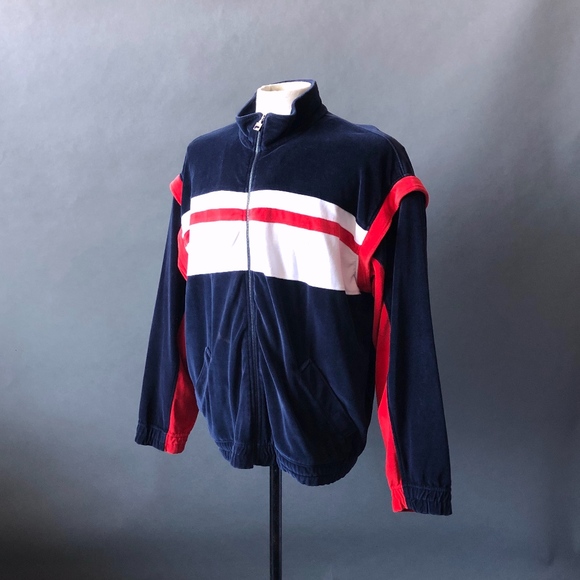 Fila 8s Velour Track Jacket Vest Zipoff 